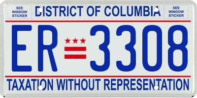 DC license plate ER3308