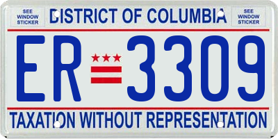 DC license plate ER3309