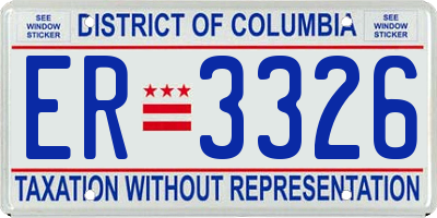 DC license plate ER3326