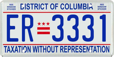 DC license plate ER3331