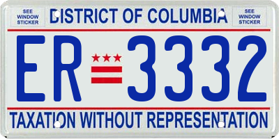 DC license plate ER3332