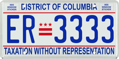 DC license plate ER3333