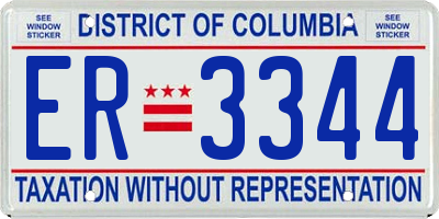 DC license plate ER3344