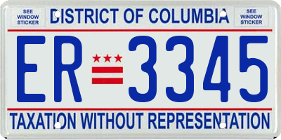 DC license plate ER3345