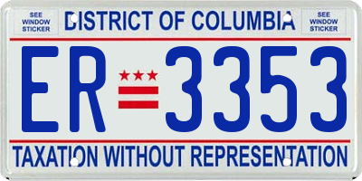 DC license plate ER3353