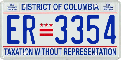 DC license plate ER3354
