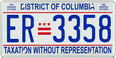 DC license plate ER3358