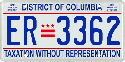 DC license plate ER3362