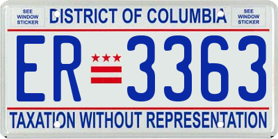 DC license plate ER3363
