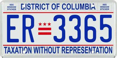DC license plate ER3365