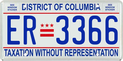 DC license plate ER3366
