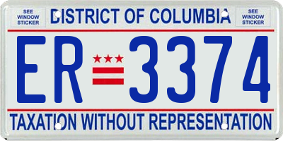 DC license plate ER3374