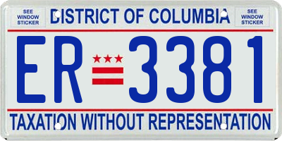 DC license plate ER3381