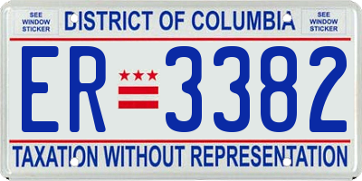 DC license plate ER3382