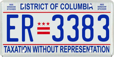 DC license plate ER3383