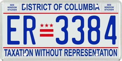 DC license plate ER3384