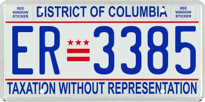 DC license plate ER3385