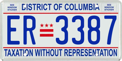 DC license plate ER3387