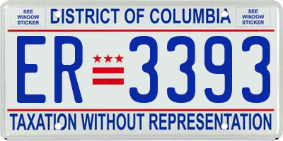 DC license plate ER3393