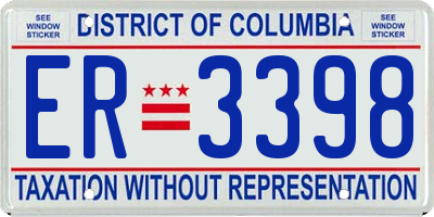DC license plate ER3398