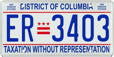 DC license plate ER3403