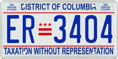 DC license plate ER3404