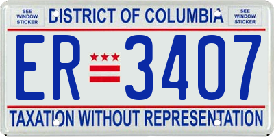 DC license plate ER3407