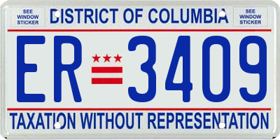 DC license plate ER3409