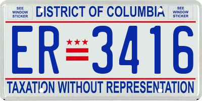 DC license plate ER3416