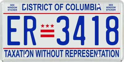 DC license plate ER3418