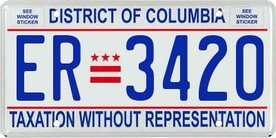 DC license plate ER3420