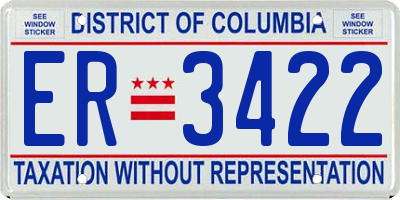 DC license plate ER3422