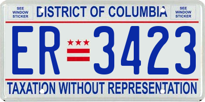 DC license plate ER3423