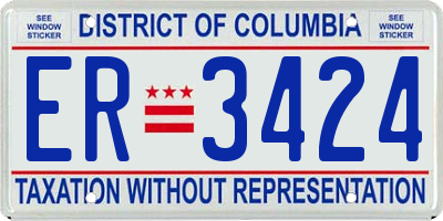 DC license plate ER3424