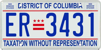 DC license plate ER3431