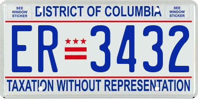 DC license plate ER3432