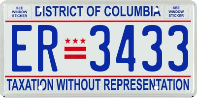 DC license plate ER3433