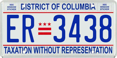 DC license plate ER3438