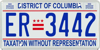 DC license plate ER3442