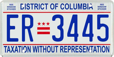 DC license plate ER3445