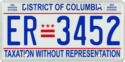 DC license plate ER3452