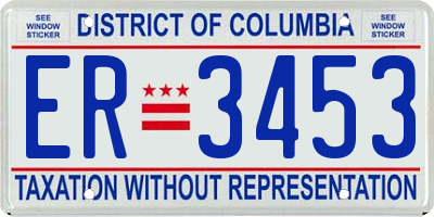 DC license plate ER3453
