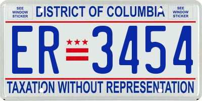 DC license plate ER3454
