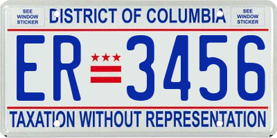 DC license plate ER3456