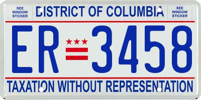 DC license plate ER3458
