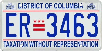 DC license plate ER3463