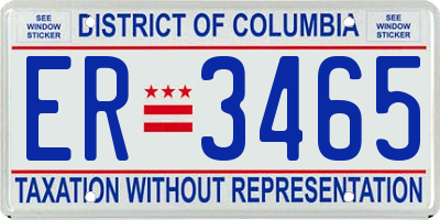 DC license plate ER3465