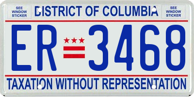 DC license plate ER3468