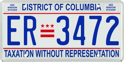 DC license plate ER3472