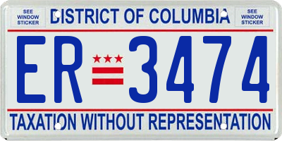 DC license plate ER3474
